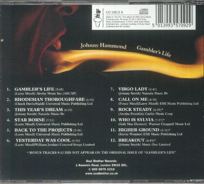 Johnny HAMMOND - Gambler's Life (reissue)
