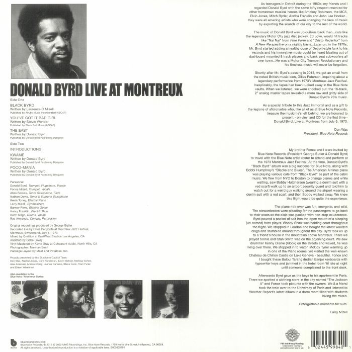 BYRD, Donald - Live Cookin' With Blue Note At Montreux