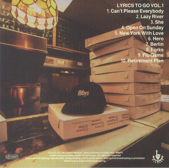 KOTA THE FRIEND Lyrics To Go Vol 1 Vinyl at Juno Records.