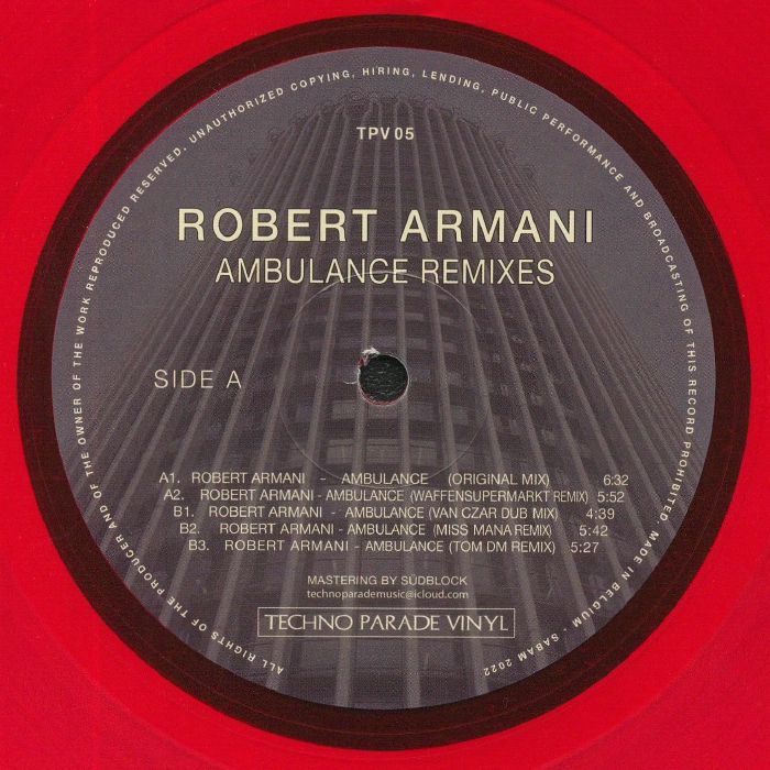 ROBERT ARMANI - Ambulance Remixes Vinyl at Juno Records.