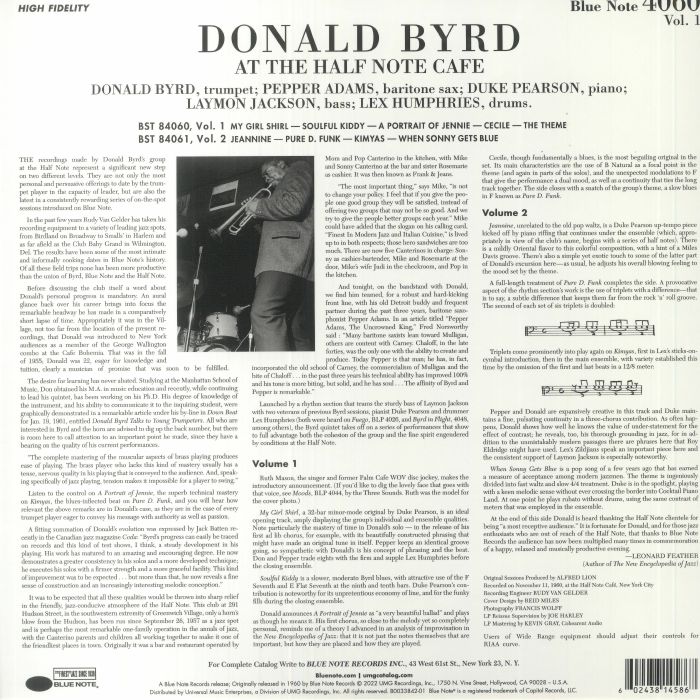 Donald Byrd At The Half Note Cafe Volume Blue Note Tone Poet