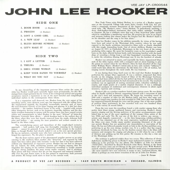 John Lee Hooker Burnin 60th Anniversary Edition Remastered Vinyl