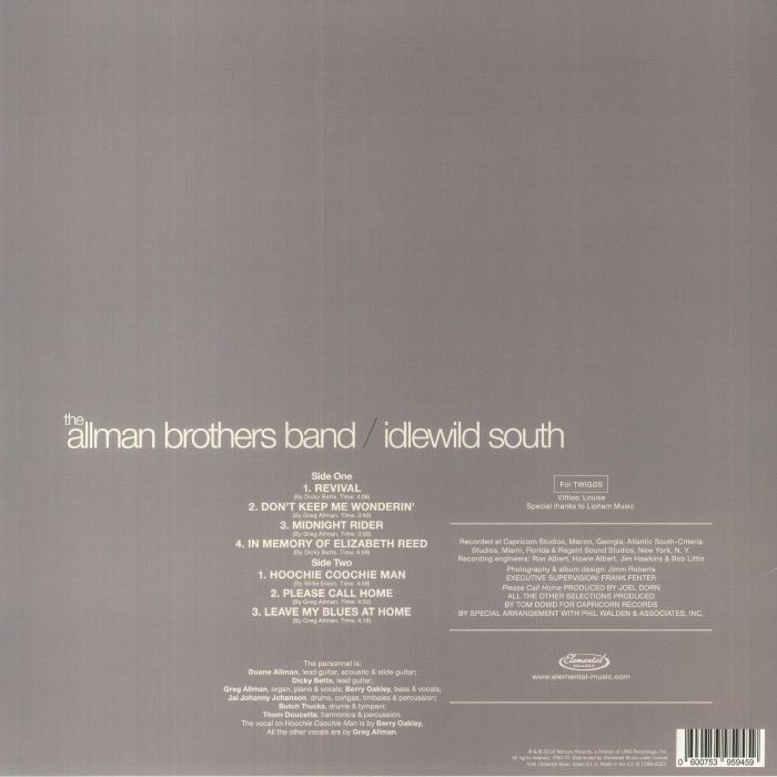 ALLMAN BROTHERS BAND, The - Idlewild South