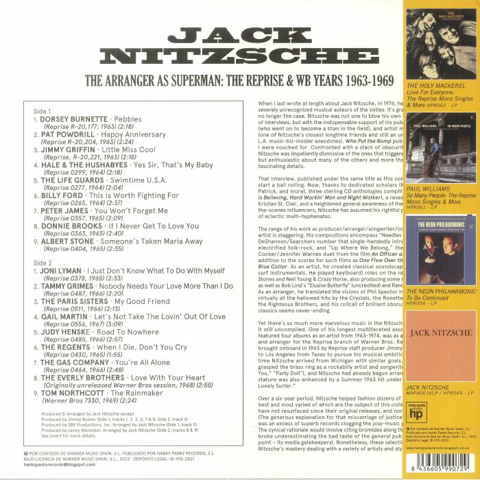 Jack NITZSCHE/VARIOUS - The Arranger As Superman: The Reprise & WB ...