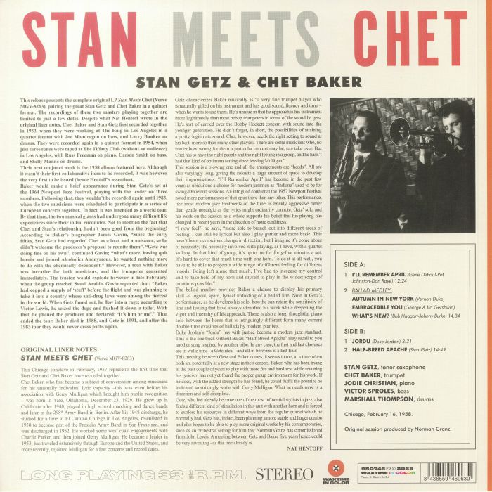 GETZ, Stan/CHET BAKER - Stan Meets Chet