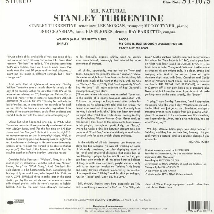 TURRENTINE, Stanley - Mr Natural (Tone Poet Series)