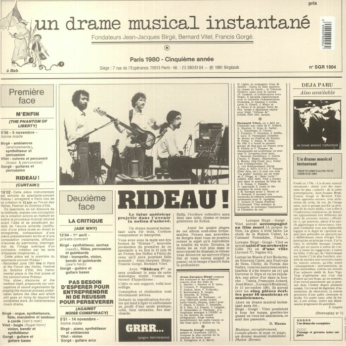 UN DRAME MUSICAL INSTANTANE - Rideau!