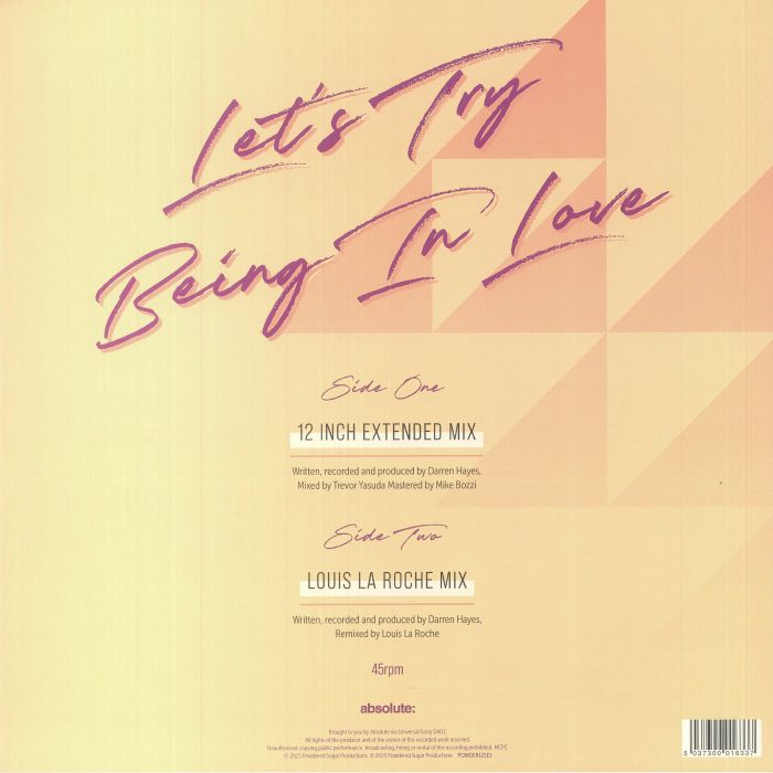 HAYES, Darren - Let's Try Being In Love: The 12" Mixes (Record Store Day RSD 2023)