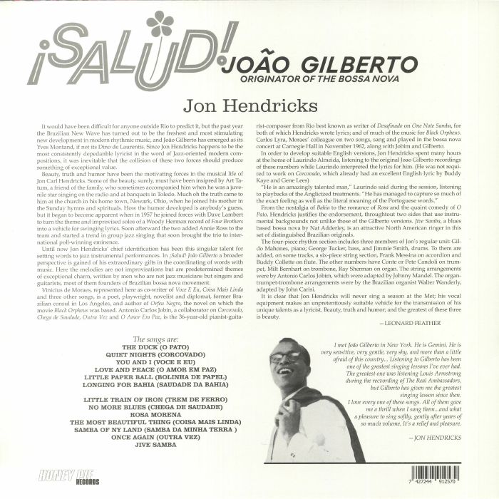 HENDRICKS, Jon - Salud! Joao Gilberto (reissue)