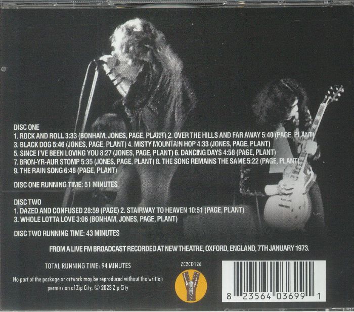 Led Zeppelin - Oxford Blues Uk Broadcast Recording 1973 Cd At Juno Records.