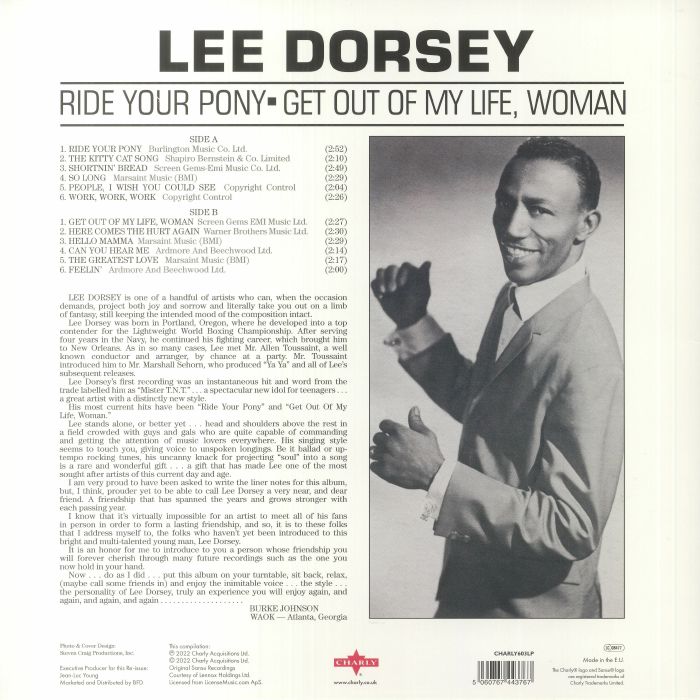 DORSEY, Lee - Ride Your Pony & Get Out Of My Life Woman (reissue)