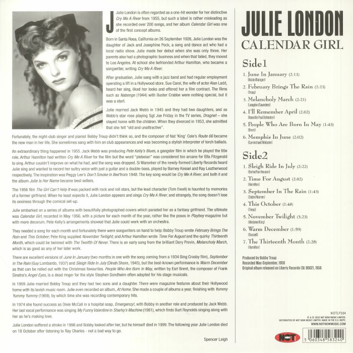 JULIE LONDON Calendar Girl (reissue) Vinyl at Juno Records.