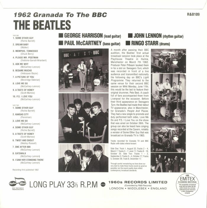 BEATLES, The - 1962: Granada To The BBC (mono)