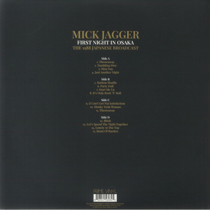 Mick JAGGER - First Night In Osaka: The 1988 Japanese Broadcast