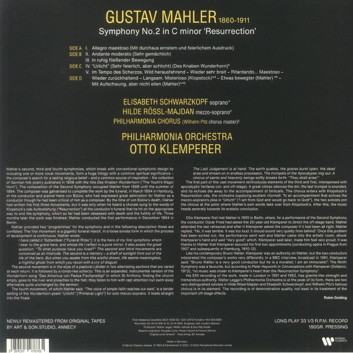 MAHLER, Gustav/OTTO KLEMPERER/PHILHARMONIA ORCHESTRA - Symphony No 2
