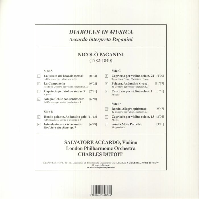 Nicolo PAGANINI/SALVATORE ACCARDO/CHARLES DUTOIT/LONDON PHILHARMONIC ORCHESTRA - Diabolus In Musica
