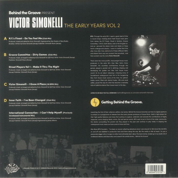 SIMONELLI, Victor/VARIOUS - Behind The Groove Present: Victor Simonelli The Early Years Vol 2