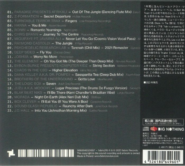 CHAOS IN THE CBD/VARIOUS - Fabric presents Chaos In The CBD (Japanese Edition)