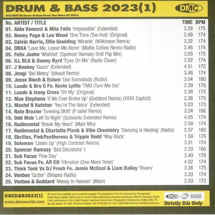 VARIOUS - DMC Drum & Bass 2023 Vol 1 (Strictly DJ Only) CD at Juno Records.