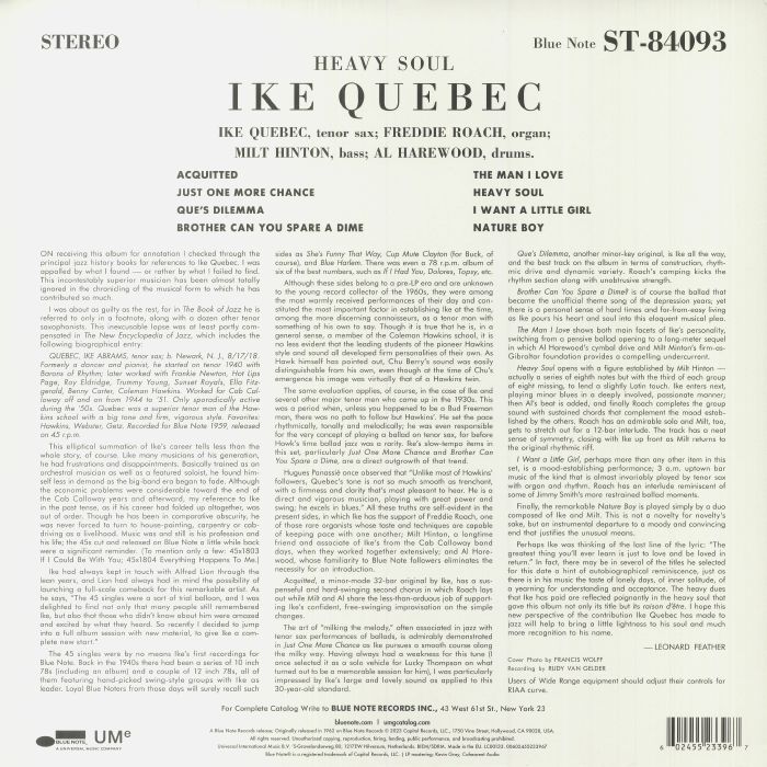 QUEBEC, Ike - Heavy Soul (Blue Note Classic Vinyl Series)