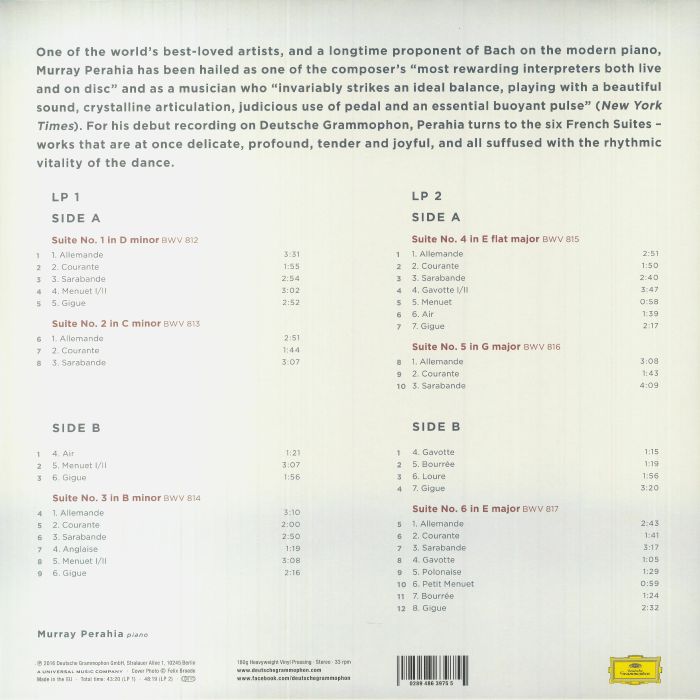 BACH, Johann Sebastian/MURRAY PERAHIA - The French Suites