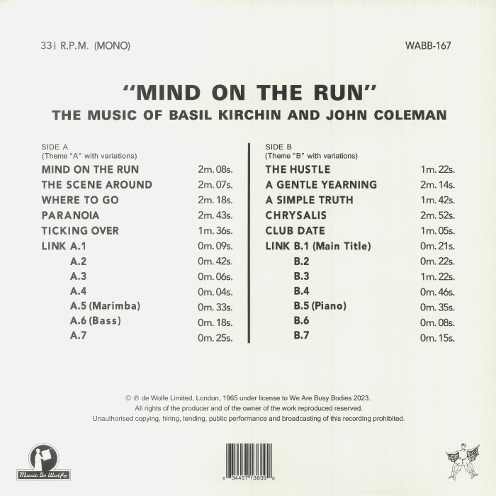 KIRCHIN, Basil/JOHN COLEMAN - Mind On The Run (mono)