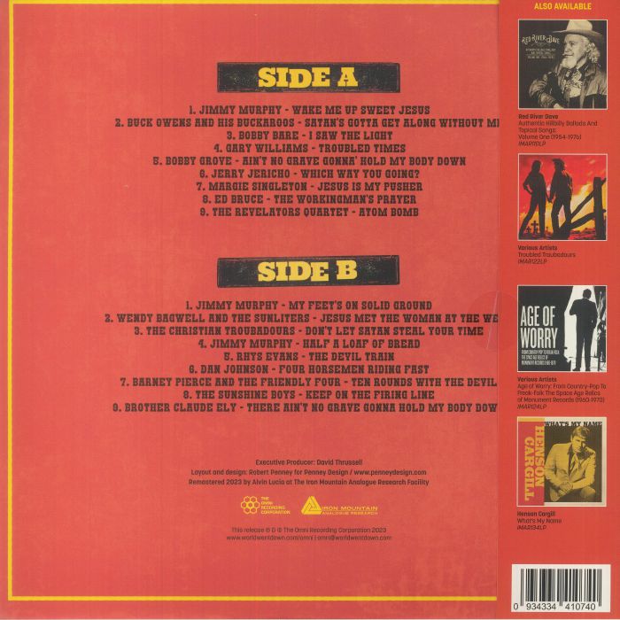 VARIOUS - Hillbillies In Hell: Wake Me Up! Brimstone & Beauty From The Nashville Pulpit 1952-1974