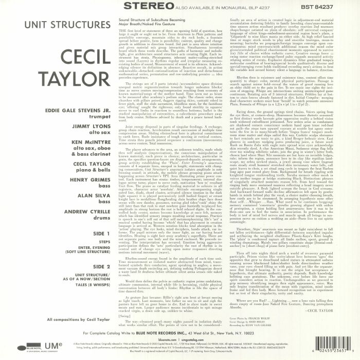 TAYLOR, Cecil - Unit Structures (reissue)