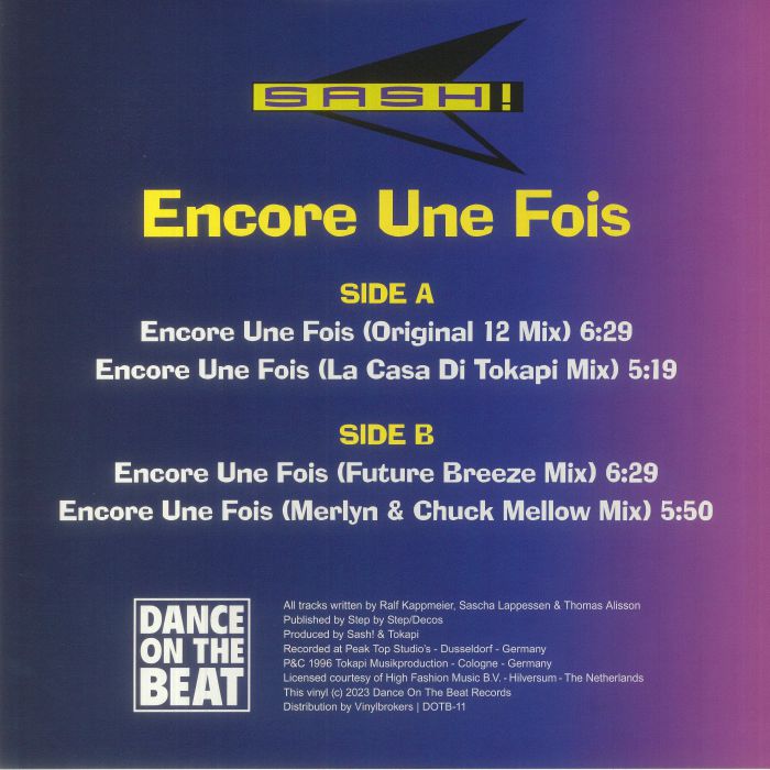 SASH! - Encore Une Fois (reissue)