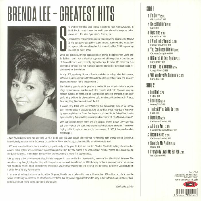 BRENDA LEE - Greatest Hits