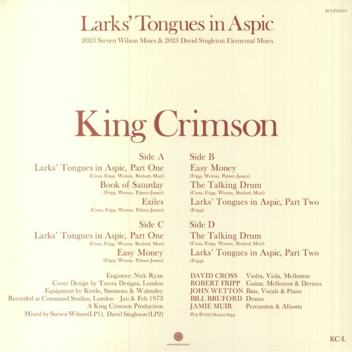 KING CRIMSON - Larks Tongues In Aspic (50th Anniversary Edition) Vinyl ...