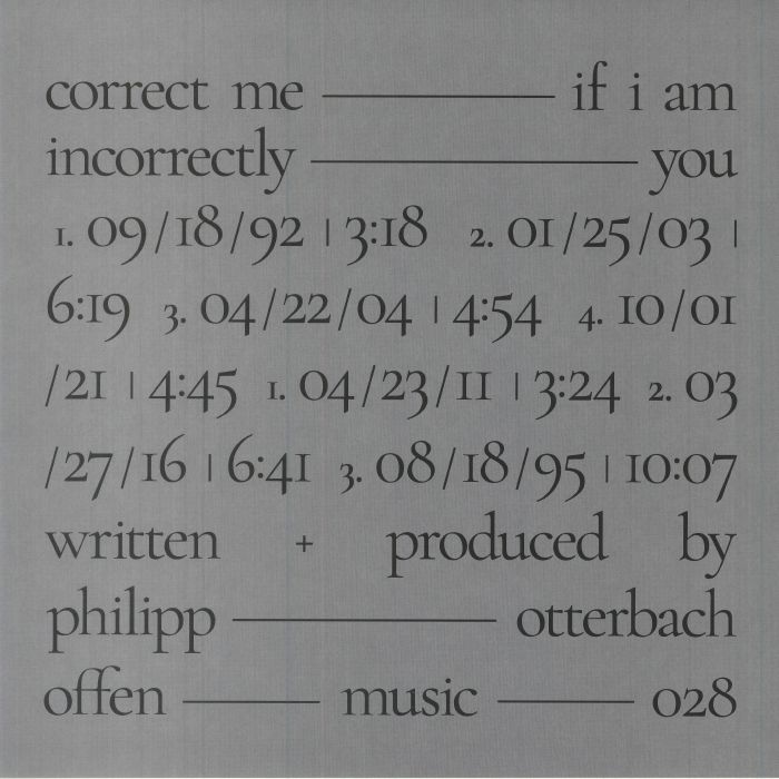 OTTERBACH, Philipp - Correct Me If I Am Incorrectly You