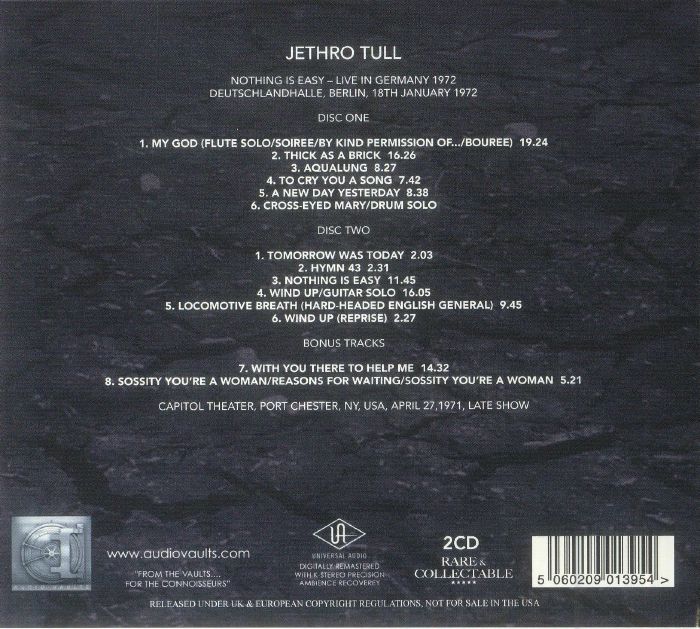 JETHRO TULL - Nothing Is Easy: Live In Germany 1972