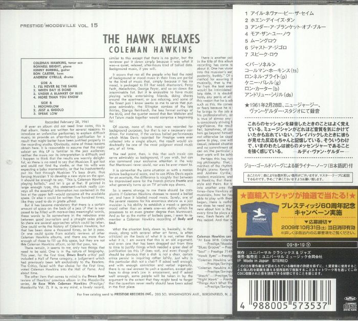 Coleman HAWKINS - The Hawk Relaxes (Japanese Edition)