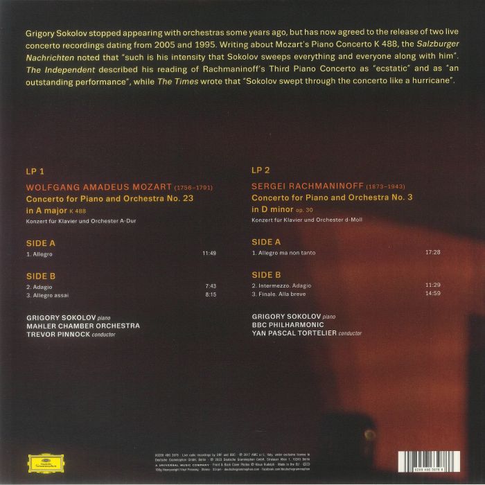 SOKOLOV, Grigory - Mozart Rachmaninoff Concertos