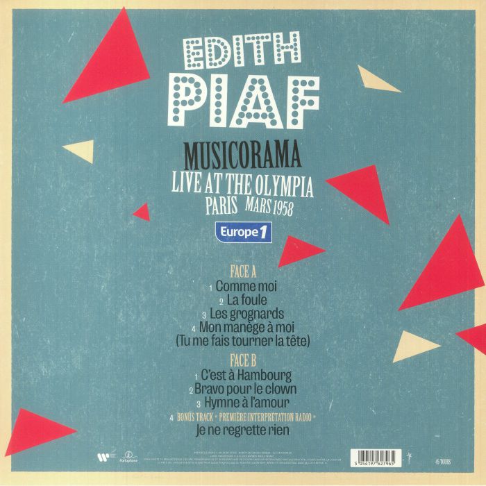 EDITH PIAF - Musicorama: Live At The Olympia Paris Mars 1958