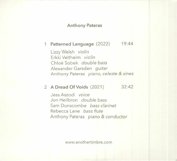 PATERAS, Anthony - A Dread Of Voids