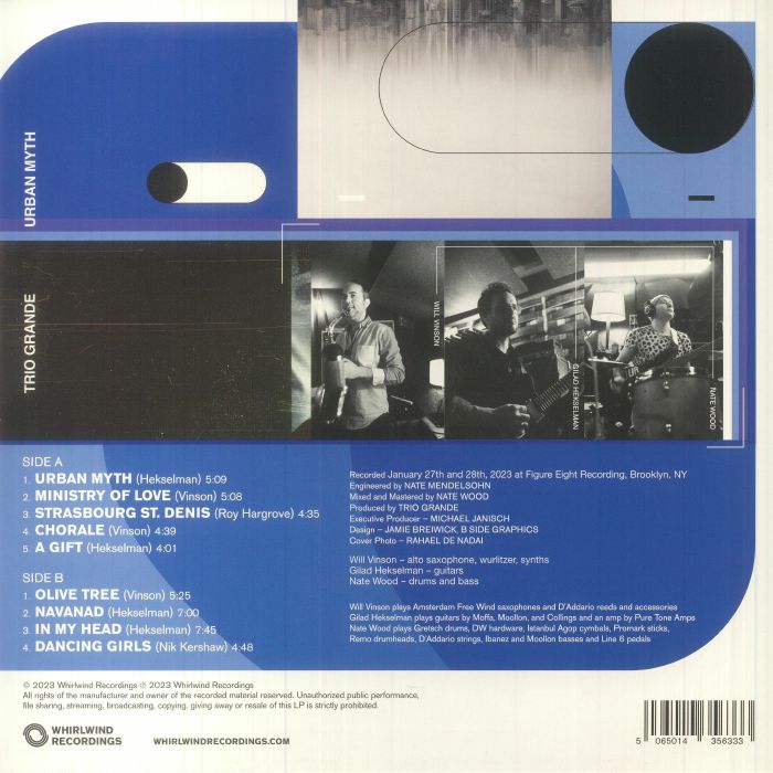 Will VINSON/GILAD HEKSELMAN/NATE WOOD - Trio Grande: Urban Myth 