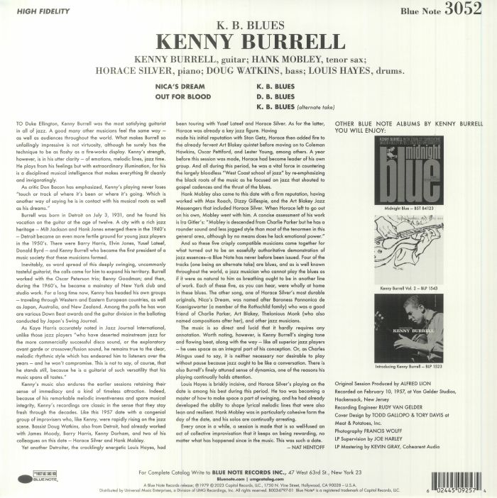 Kenny BURRELL - KB Blues (Tone Poet Series) (mono) Vinyl At Juno Records.