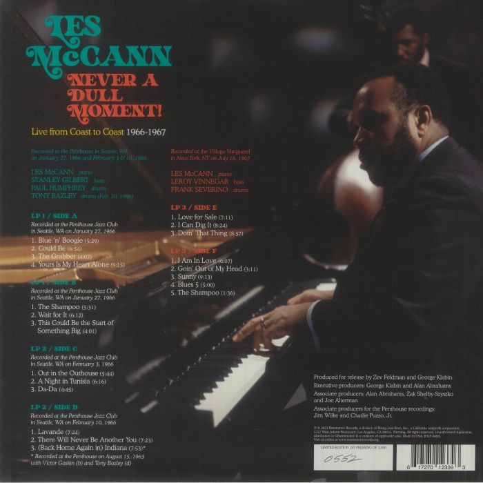 McCANN, Les - Never A Dull Moment!: Live From Coast To Coast 1966-1967 (Record Store Day RSD Black Friday 2023)