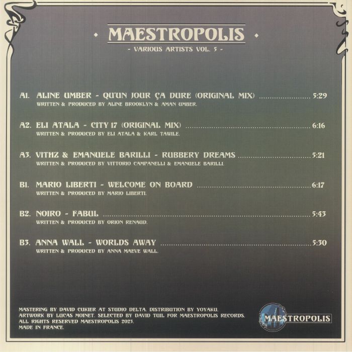 UMBER, Aline/ELI ATALA/VITHZ/EMANUELE BARILLI/MARIOLIBERTI/NOIRO ORION/DJANNAWALL - Maestropolis Various Artists Vol 5