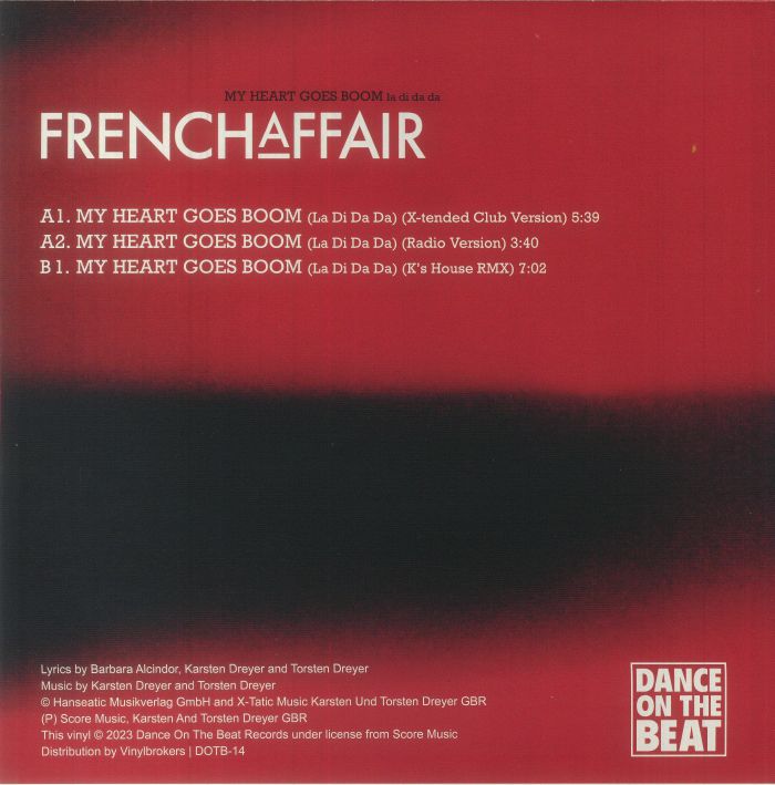 FRENCH AFFAIR - My Heart Goes Boom (La Di Da Da) (reissue)