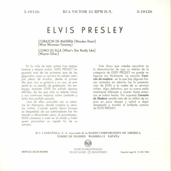 Elvis PRESLEY - Corazon De Madera