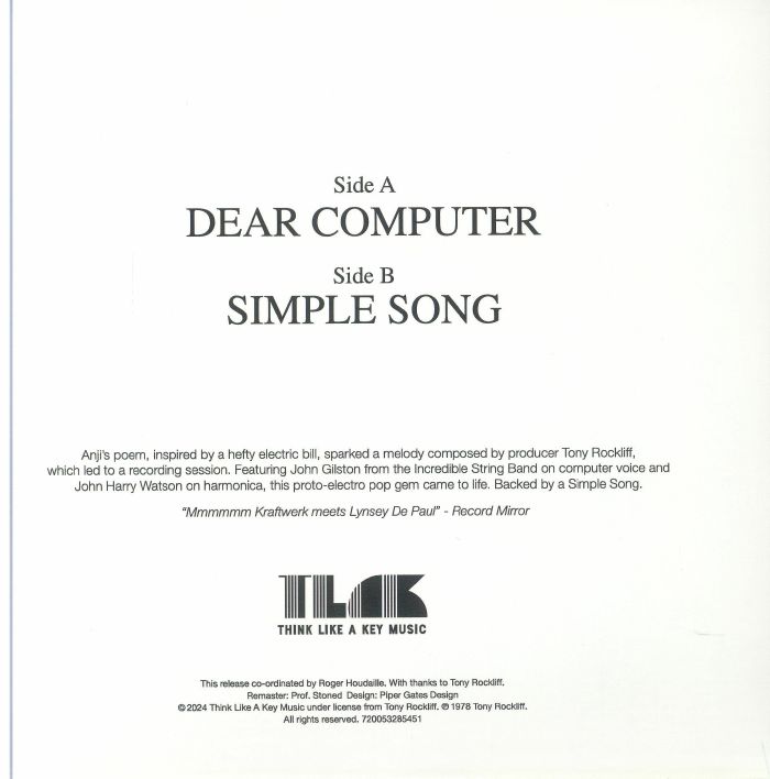 ANJI CAKEBREAD - Dear Computer (reissue)