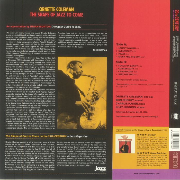 Ornette COLEMAN - The Shape Of Jazz To Come (reissue)