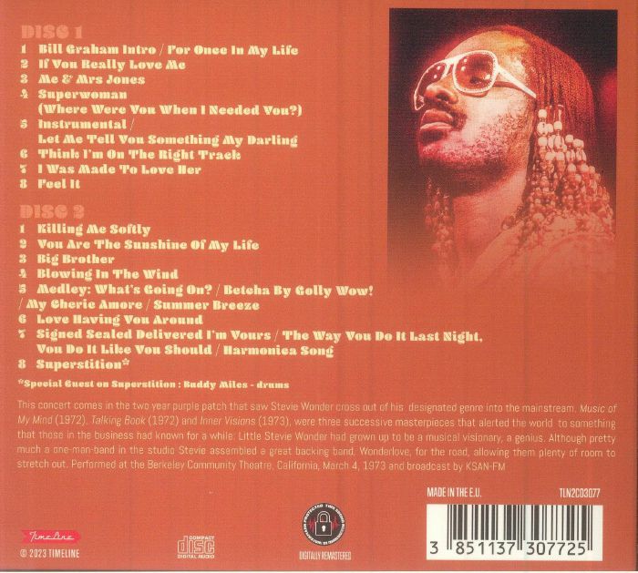 WONDER, Stevie - Live Berkeley 1973