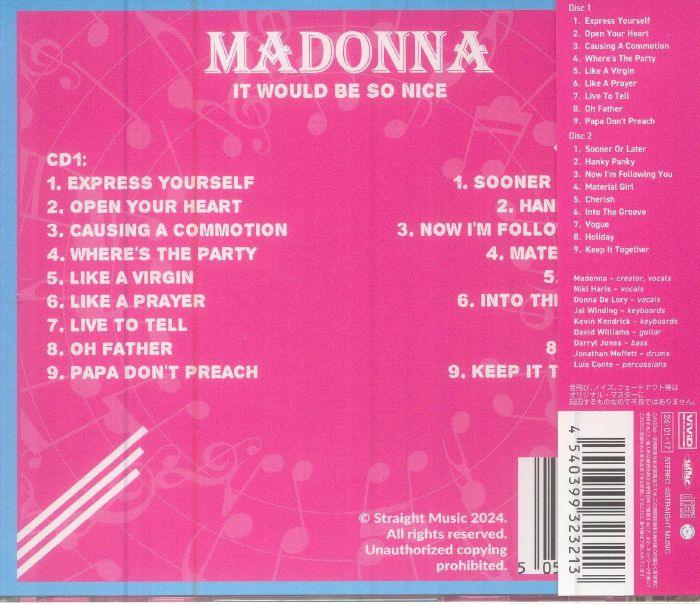 MADONNA - It Would Be So Nice: Live At The Reunion Arena Dallas 7th May 1990