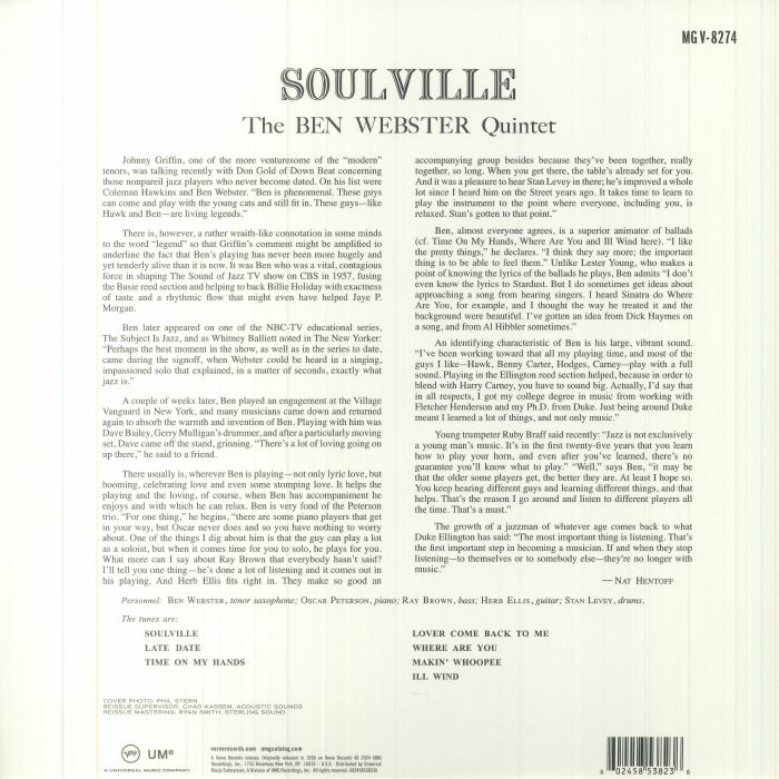 The BEN WEBSTER QUINTET - Soulville (reissue)