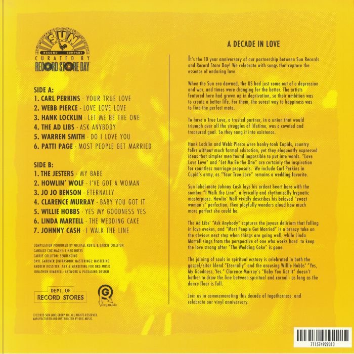 VARIOUS - A Decade In Love: Sun Records Curated By Record Store Day Volume 10