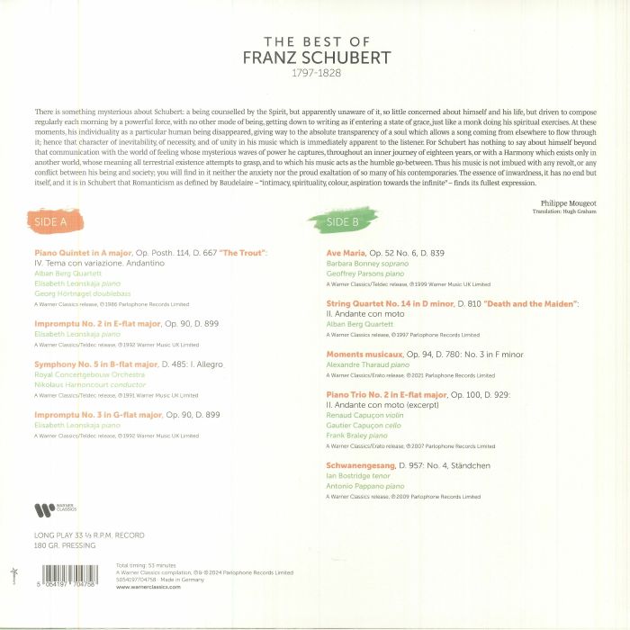 Franz SCHUBERT/VARIOUS - The Best Of Franz Schubert Vinyl at Juno Records.